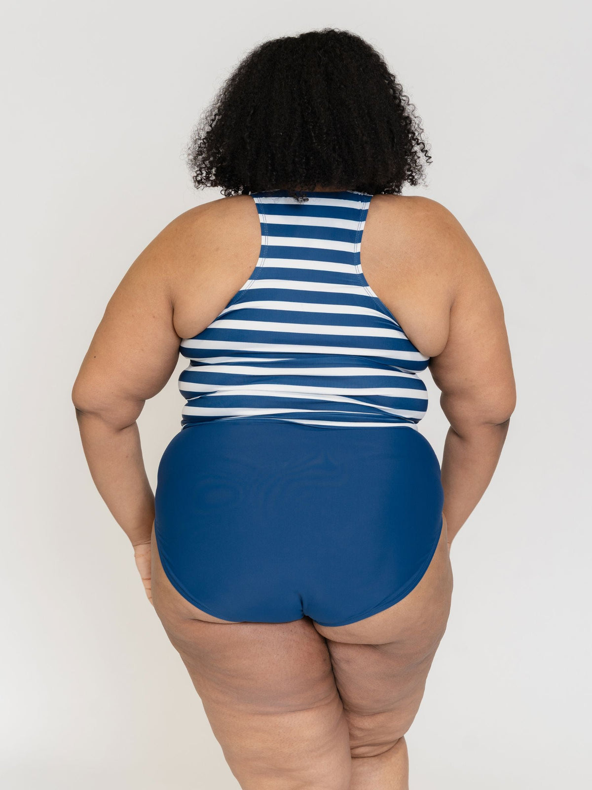 Lime Ricki Tankini-Top mit marineblauem Streifenmuster