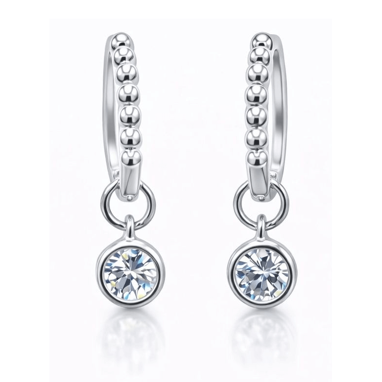 VossAgin Moissanite Beaded Hoop Earrings