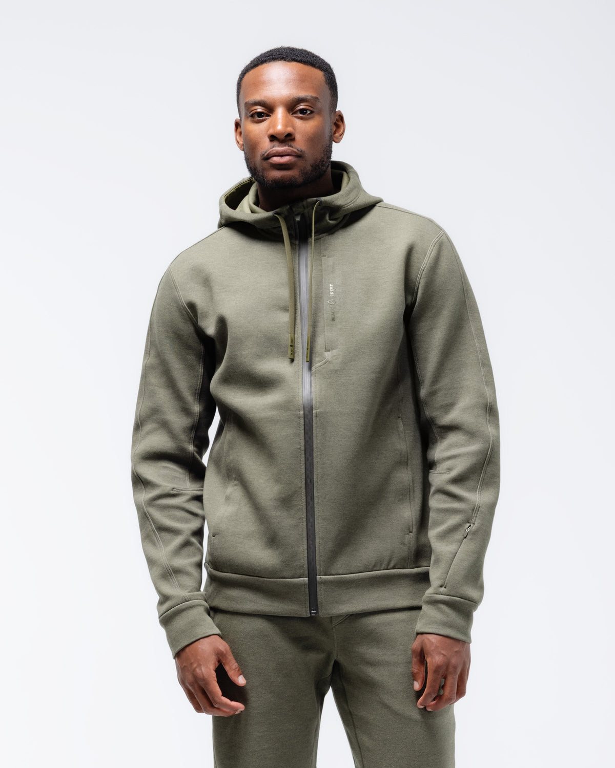 Sudadera con cierre completo Black Crest Velocity en verde oliva jaspeado
