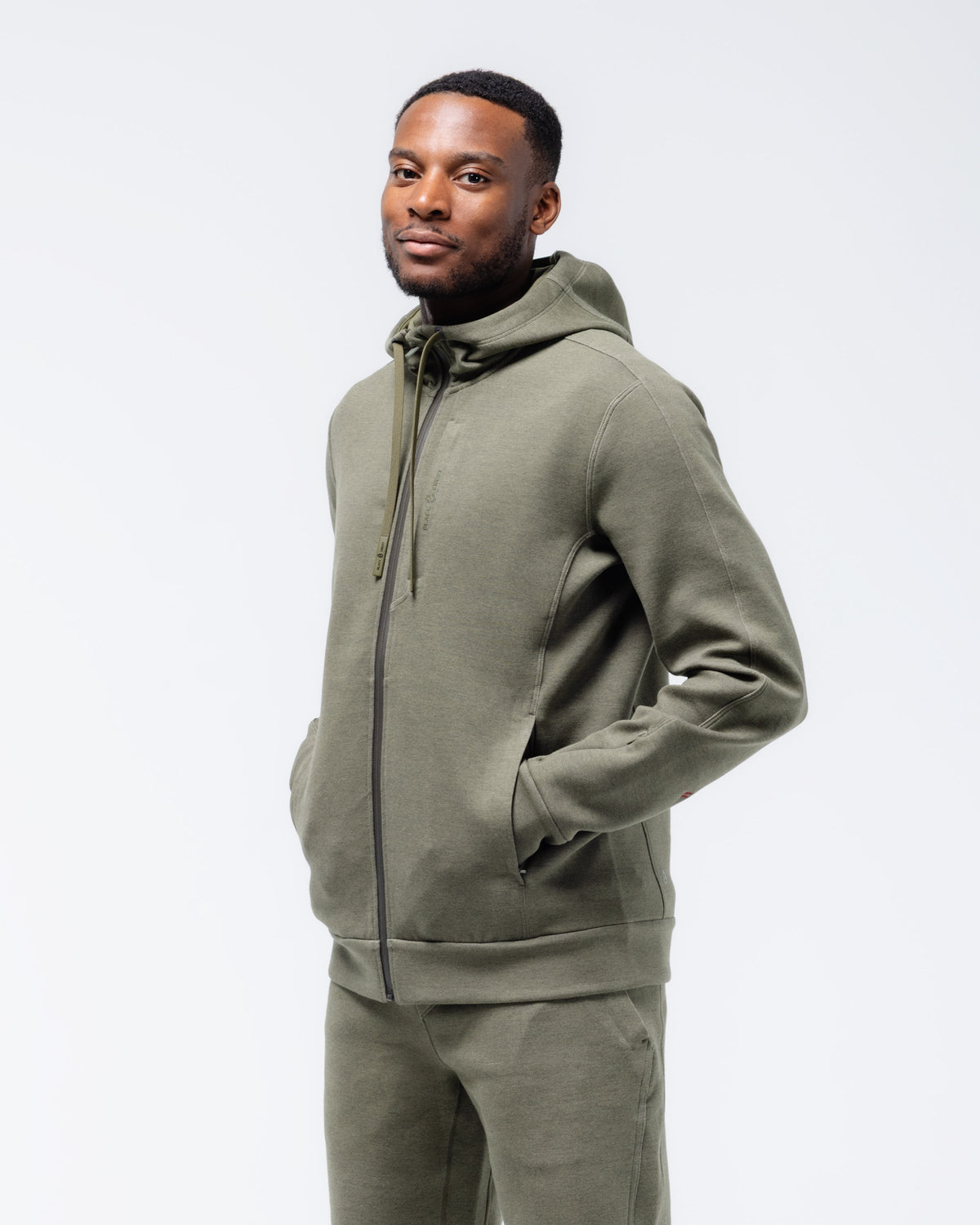 Sudadera con cierre completo Black Crest Velocity en verde oliva jaspeado