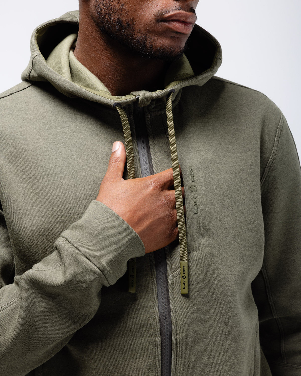 Sudadera con cierre completo Black Crest Velocity en verde oliva jaspeado