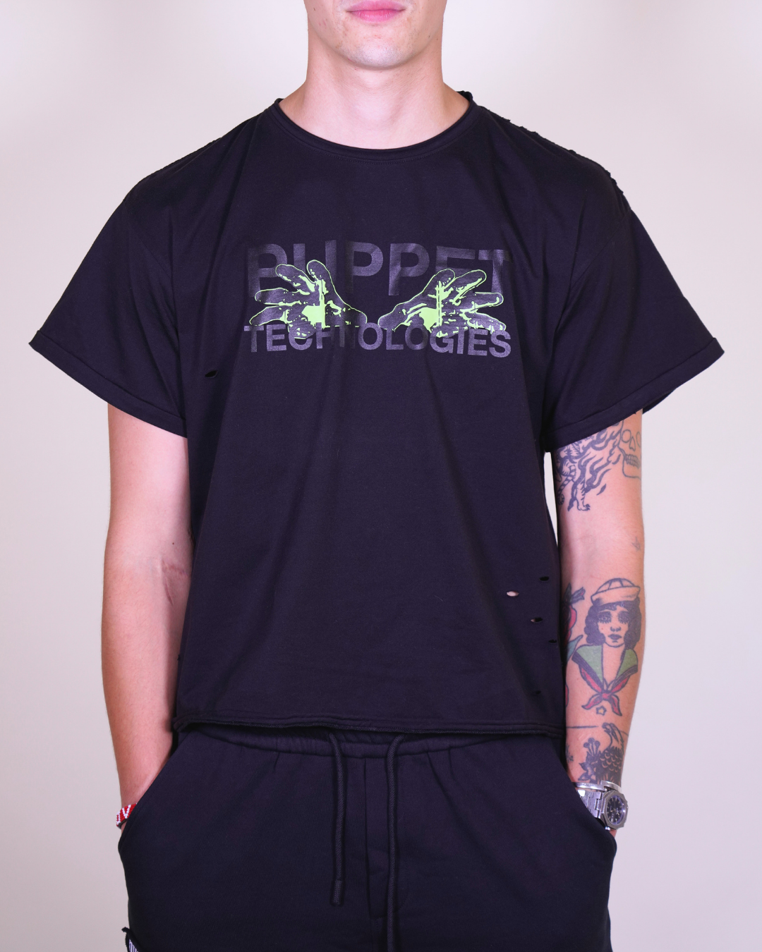 Puppet Technologies Punk T-Shirt Vintage Waschung Baumwolle