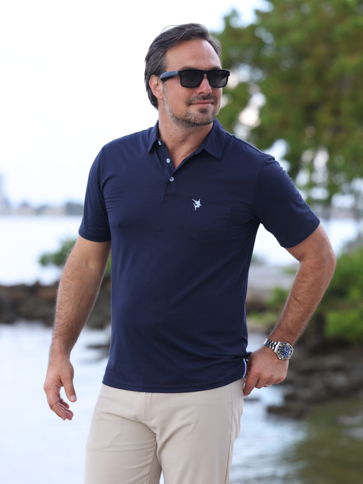 Polo à poche White Water Life Charleston Multi Blend