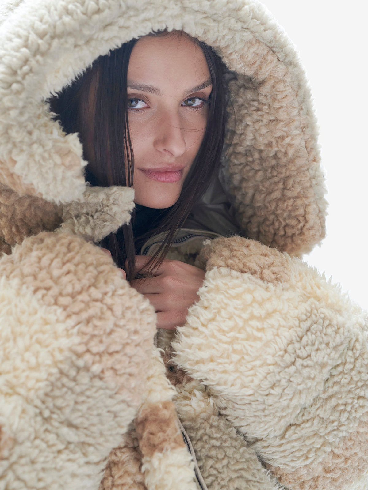 Holden Outerwear Sherpa Daunen-Pufferjacke - Natural Mix