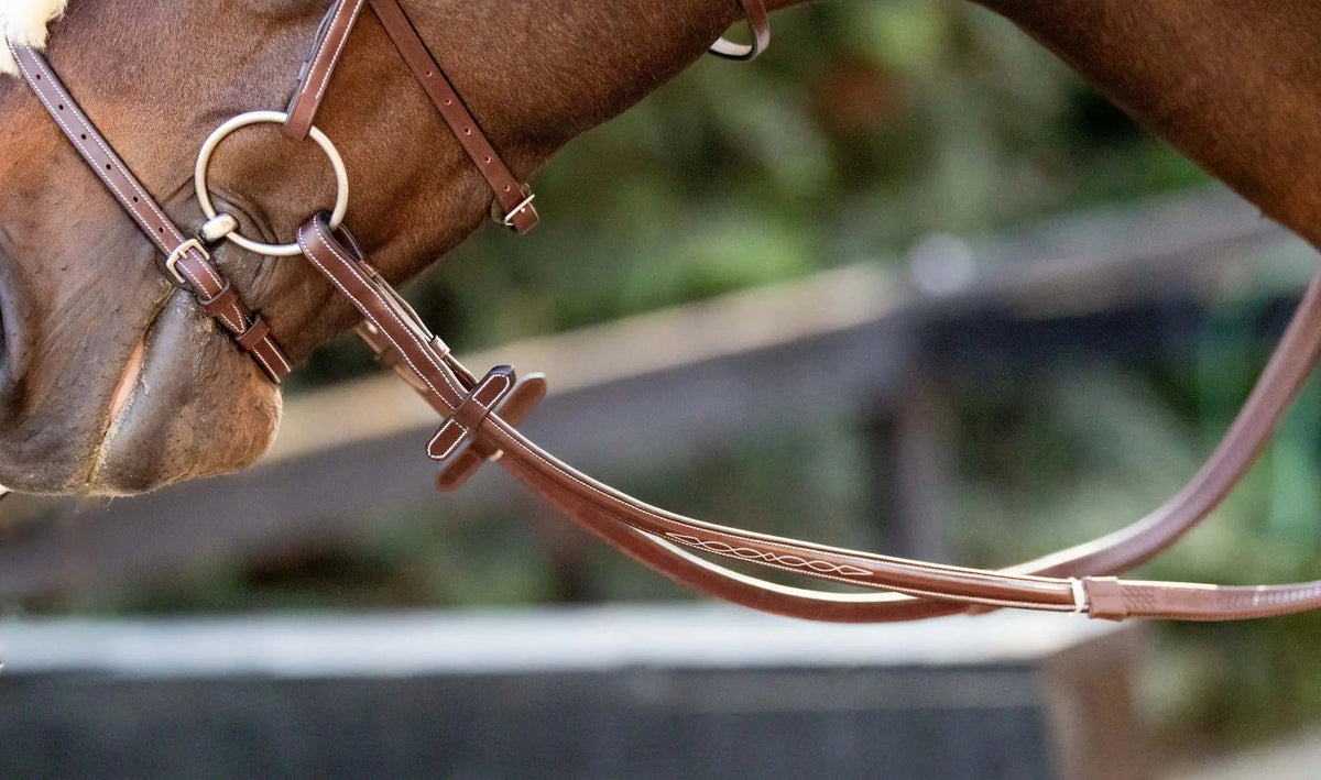 Huntley Equestrian Fancy Stitched Rubber Reins, 5/8" Inch Width