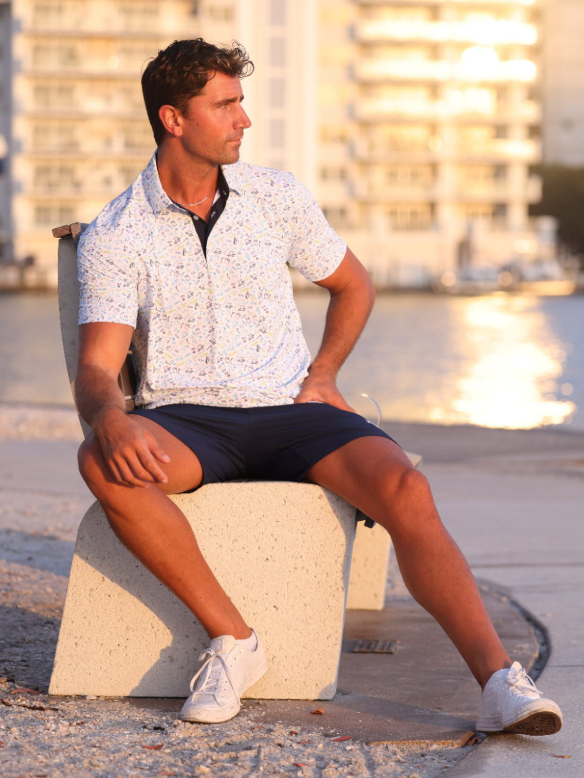 White Water Life Links Print Performance Polo