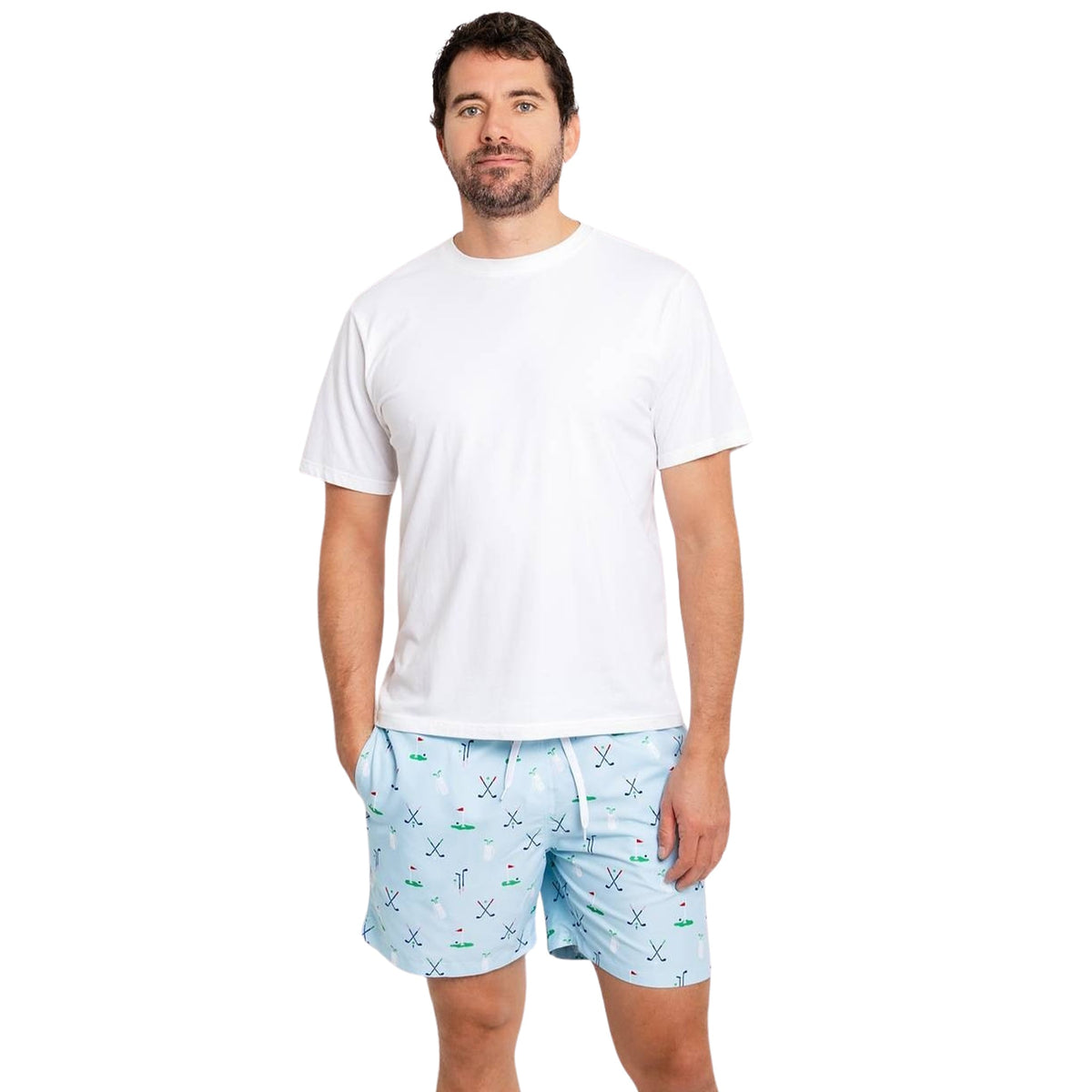 Men's Golf Blue Swim Shorts - 5.75" inseam
