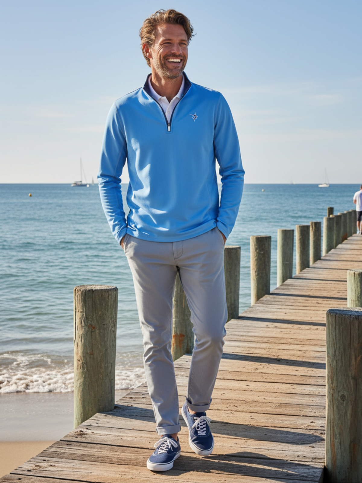Sudadera Montauk Quarter Zip de White Water Life, comodidad de peso medio