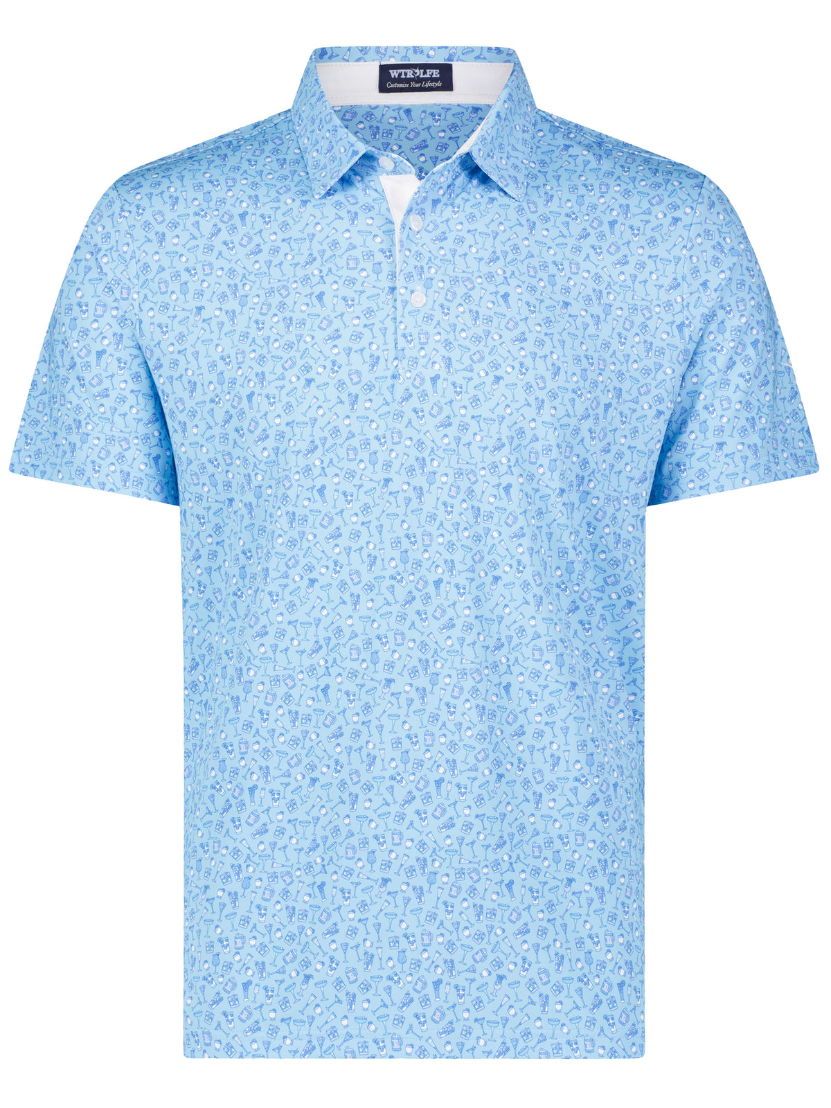 White Water Life Spirits Print Performance Polo