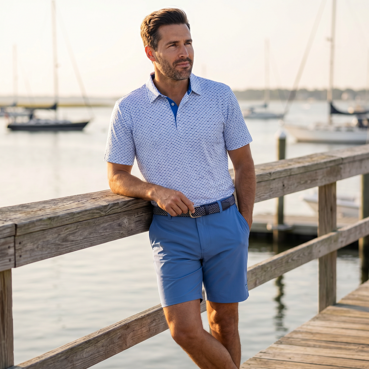 White Water Life Thunfisch Performance Polo Hellblau Marineblau