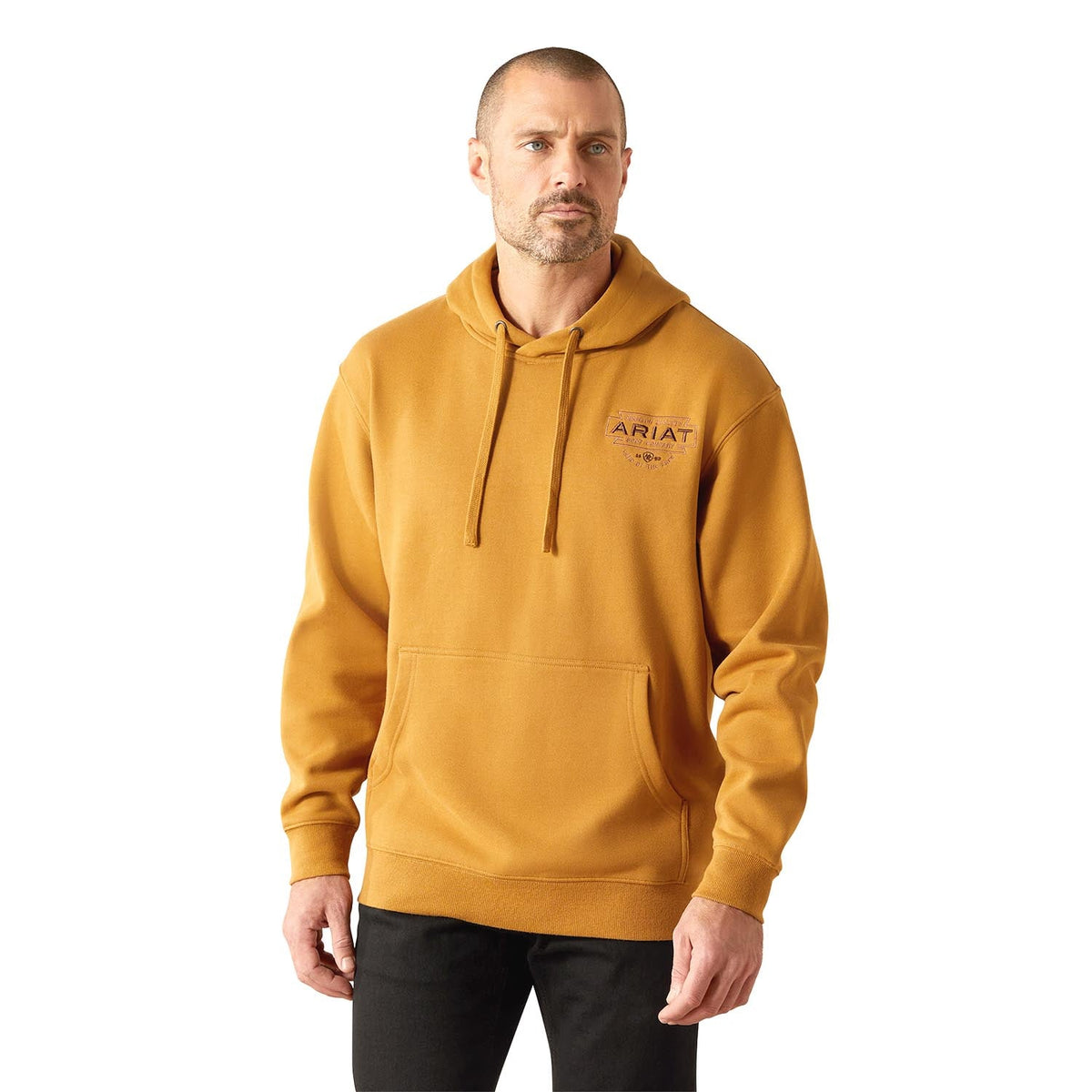 Ariat Fleece Logo Pullover Hoodie Southwest Simple Bone Brown