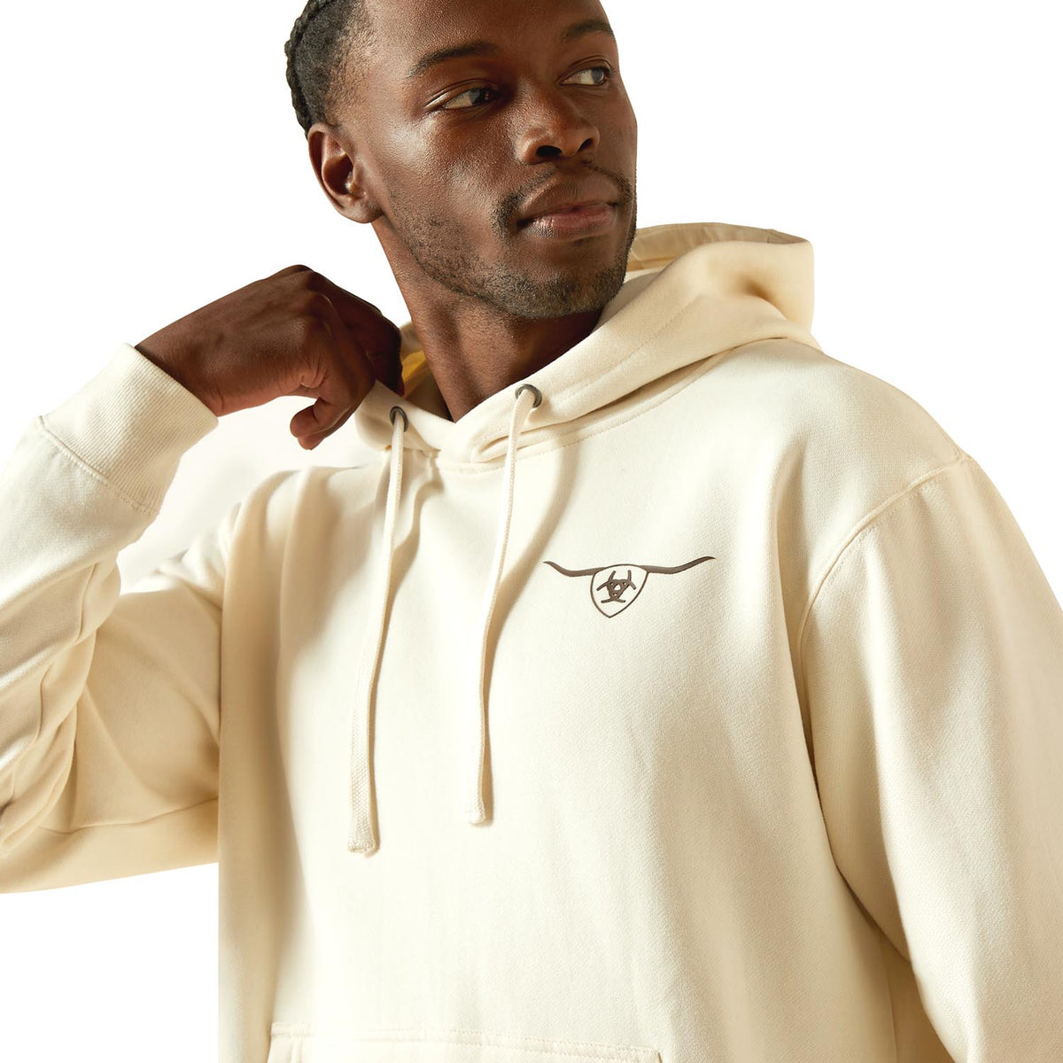 Ariat Fleece Logo Pullover Hoodie Southwest Simple Bone Brown