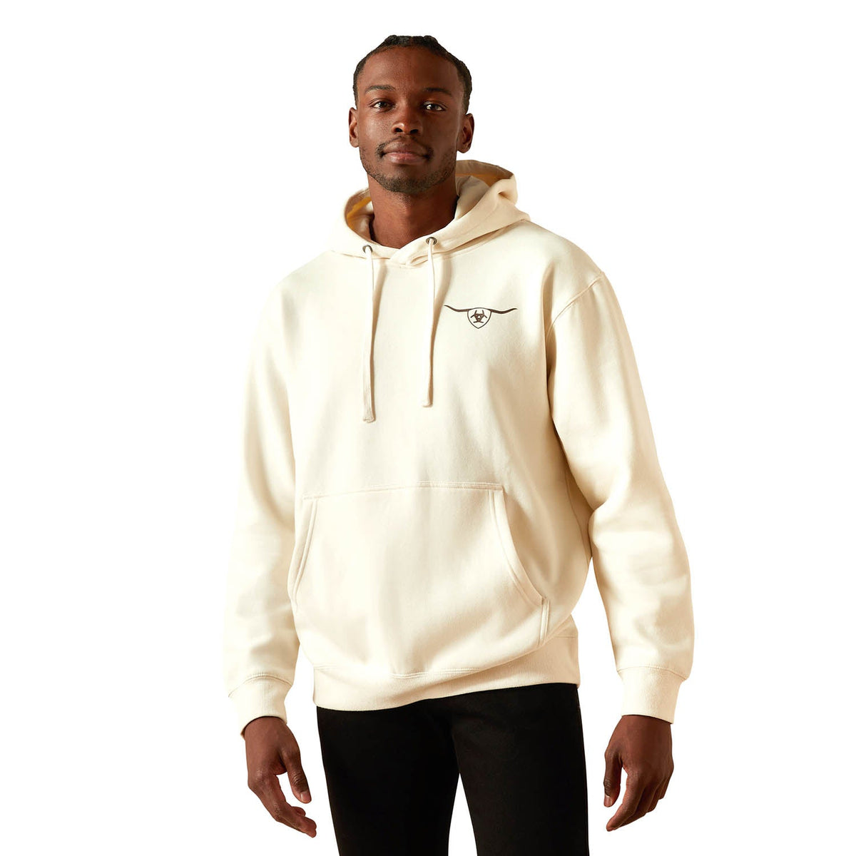 Ariat Fleece Logo Pullover Hoodie Southwest Simple Bone Brown