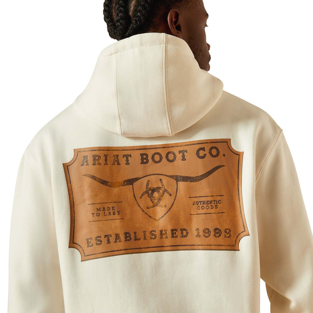 Ariat Fleece Logo Pullover Hoodie Southwest Simple Bone Brown