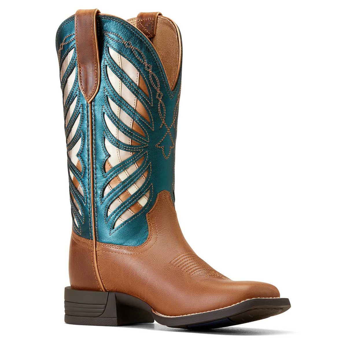 Botte western Ariat Longview en marron et bleu sarcelle