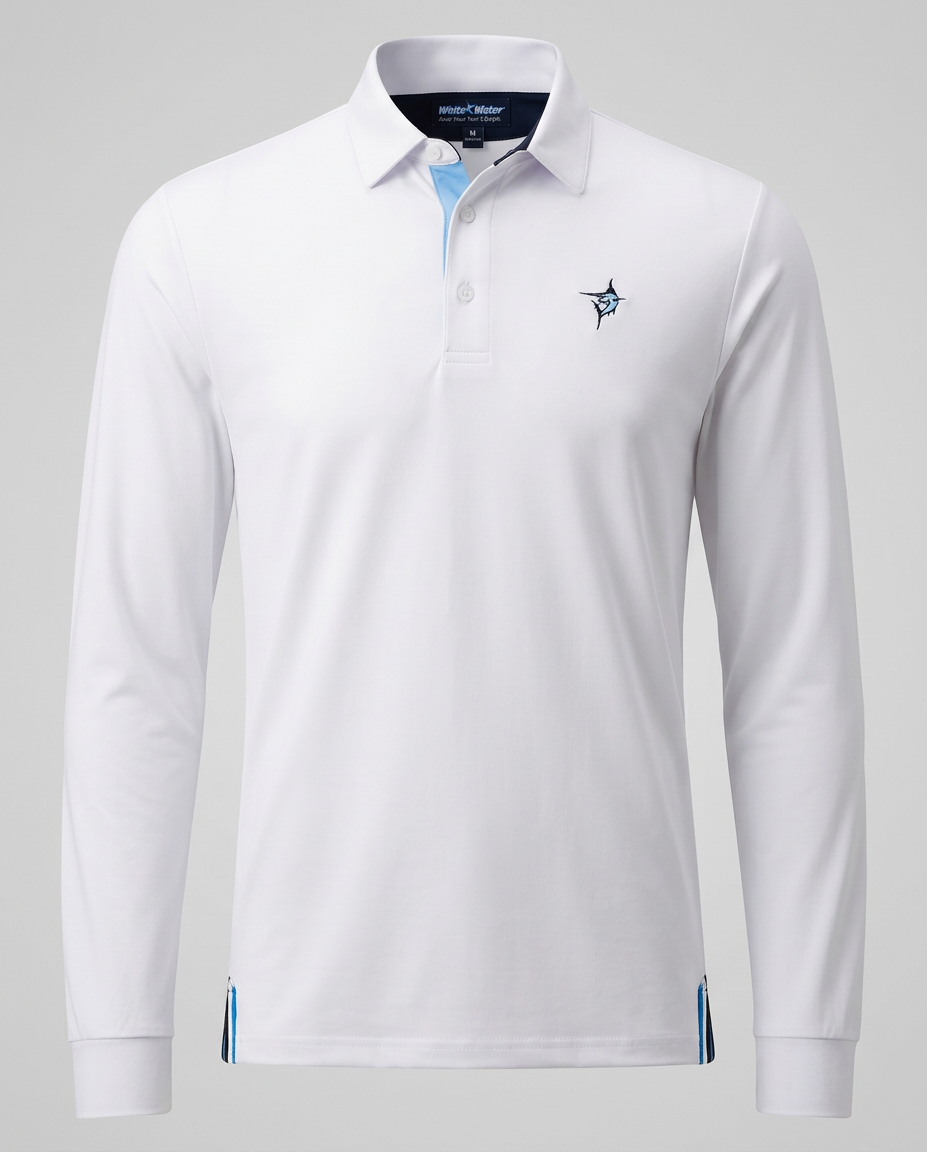 Coast Long Sleeve Polo — SM / White — view 2
