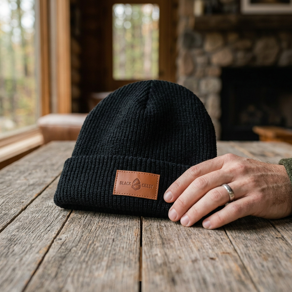 Black Crest Beanie — view 4
