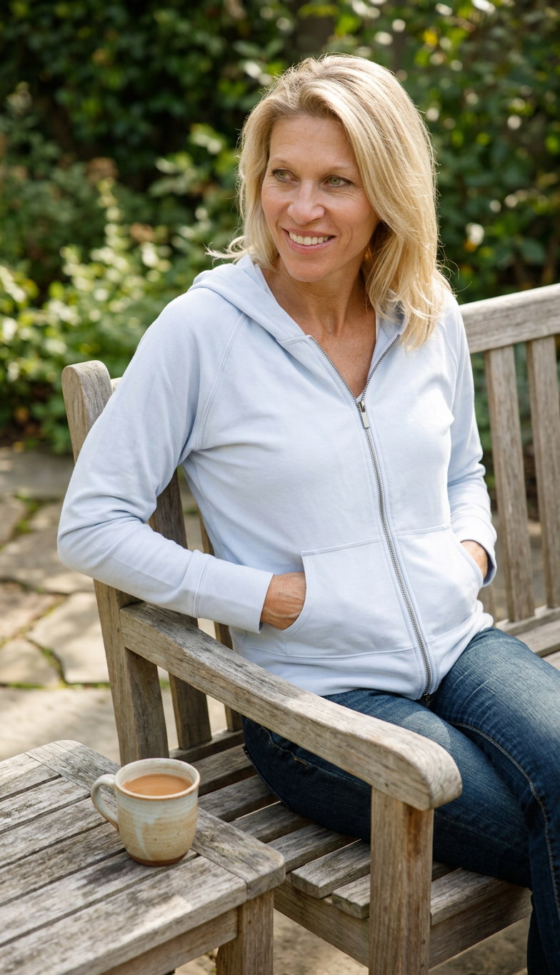 Spun Bamboo French Terry Zip Hoodie — Large / Arctic Ice — view 2