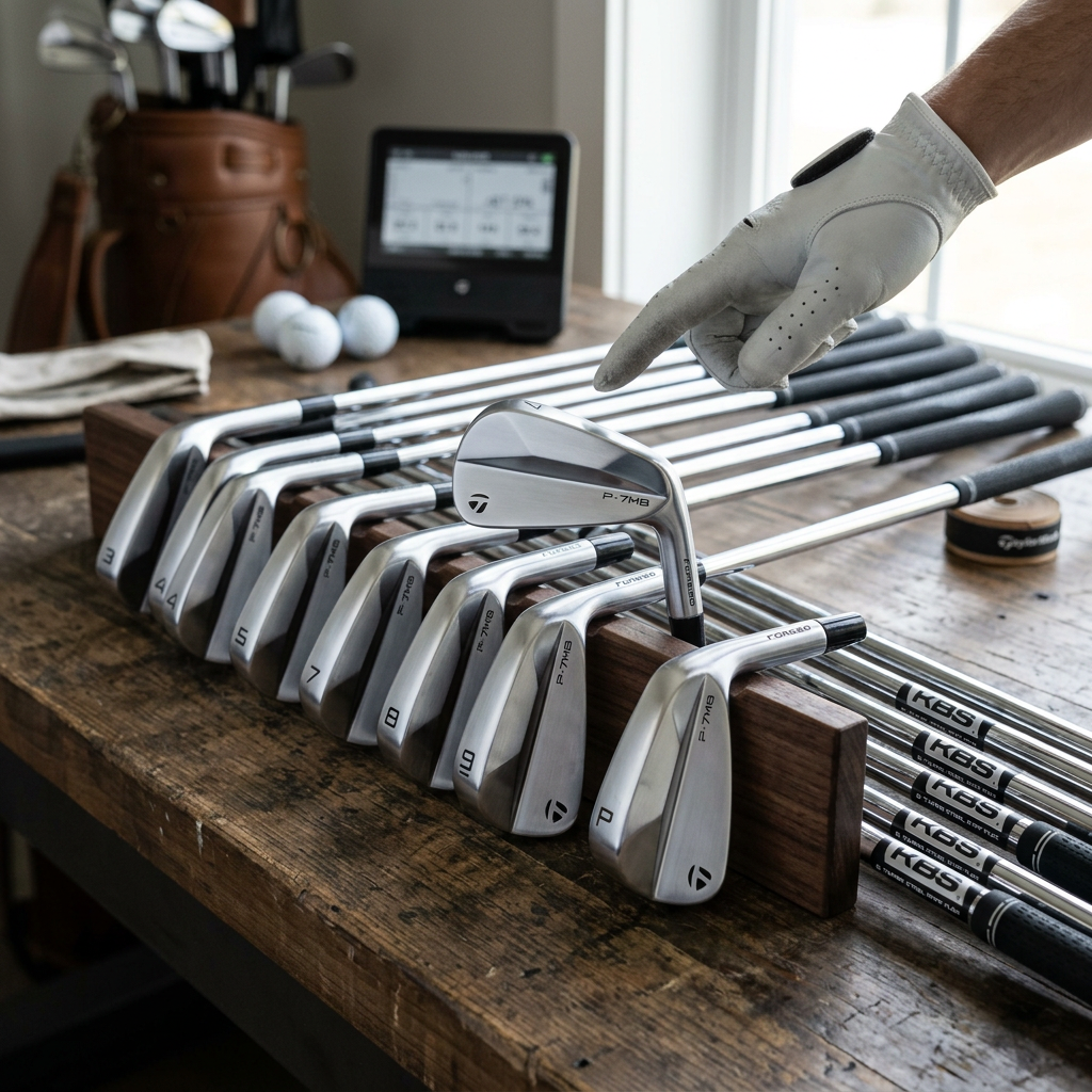 TaylorMade P∙7MB Irons — Right / KBS $-Taper Steel Stiff Flex / 3-PW — view 1