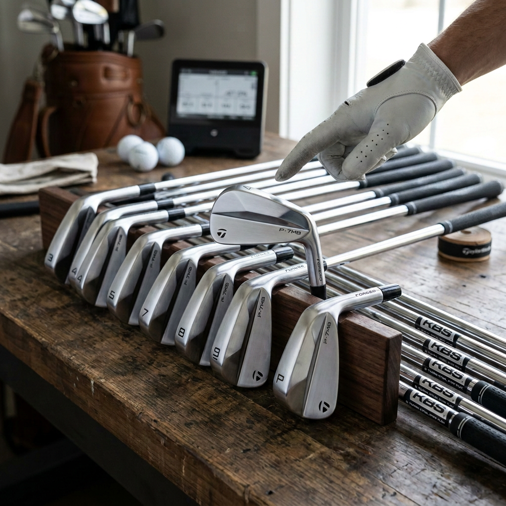 TaylorMade P∙7MB Irons — Right / KBS $-Taper Steel Stiff Flex / 3-PW — view 3