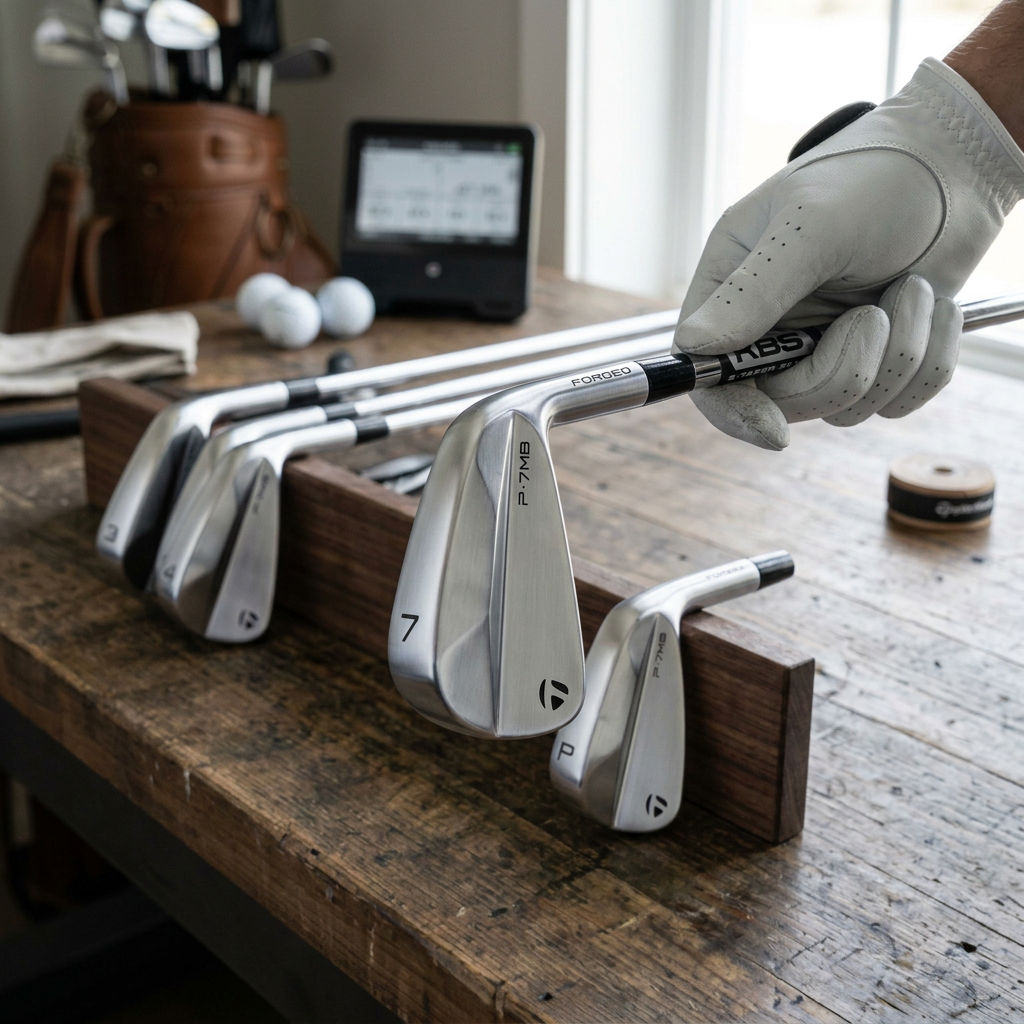 TaylorMade P∙7MB Irons — Right / KBS $-Taper Steel Stiff Flex / 3-PW — view 4