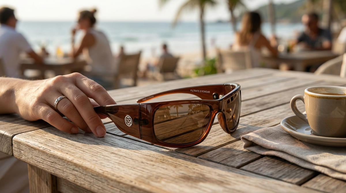 Filtrate Vinyl Chocolate Gloss Sunglasses — view 2