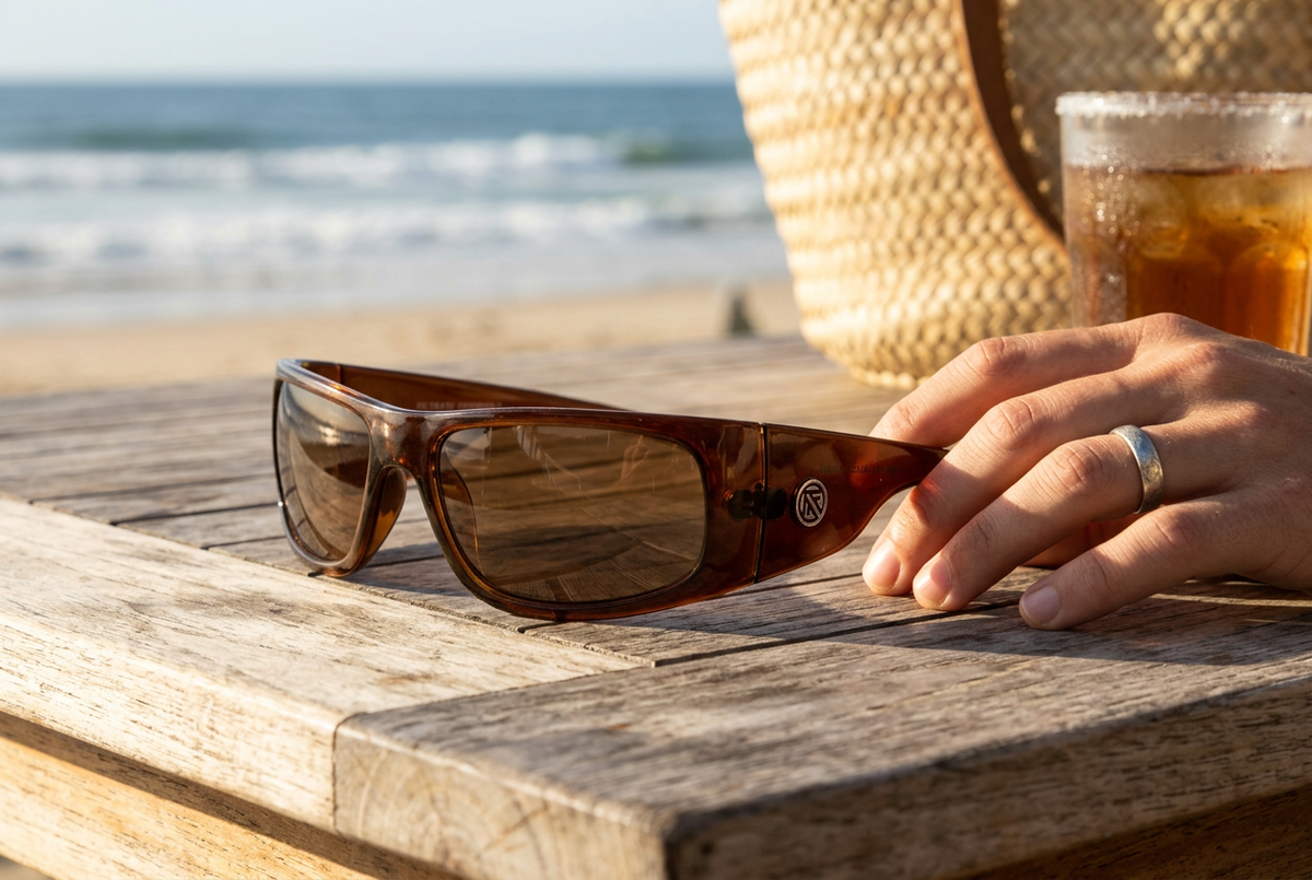 Filtrate Vinyl Chocolate Gloss Sunglasses — view 3