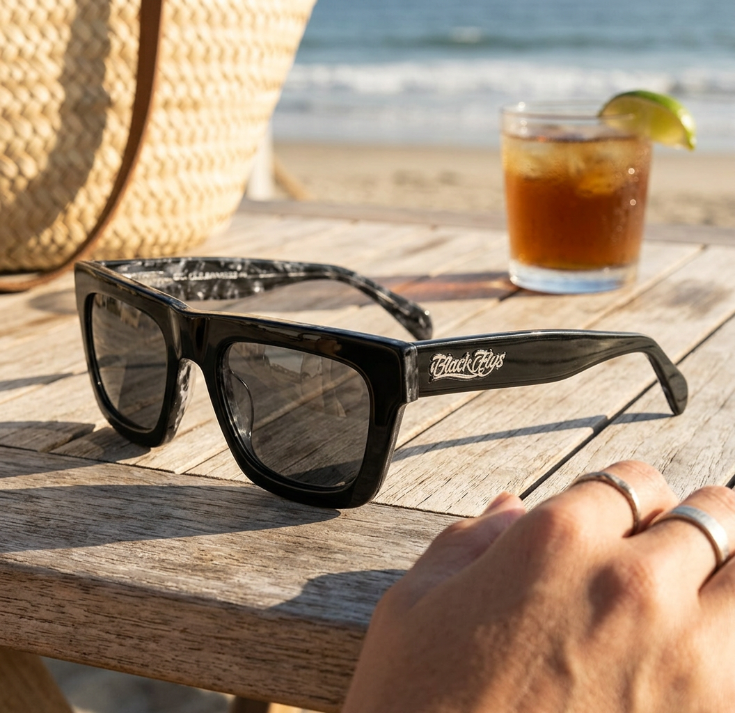 Black Flys Fly Bandito Marble Shiny Black/Smoke Sunglasses — view 1