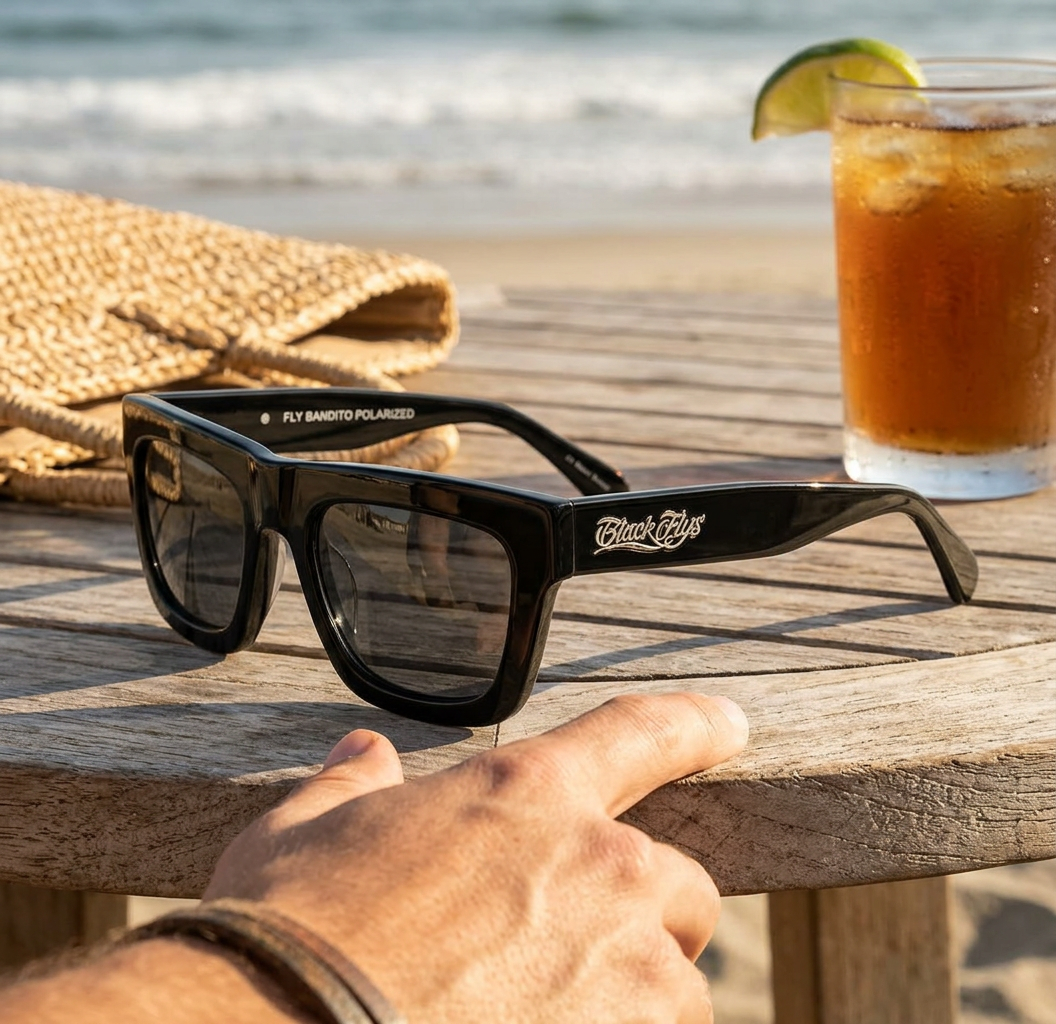 Black Flys Fly Bandito Shiny Black / Smoke Polarized Sunglasses — view 1