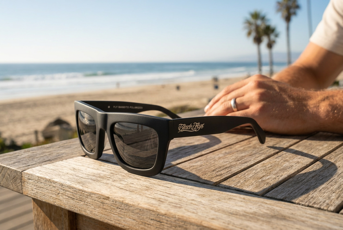 Black Flys Fly Bandito Matte Black / Smoke Polarized Sunglasses — view 3
