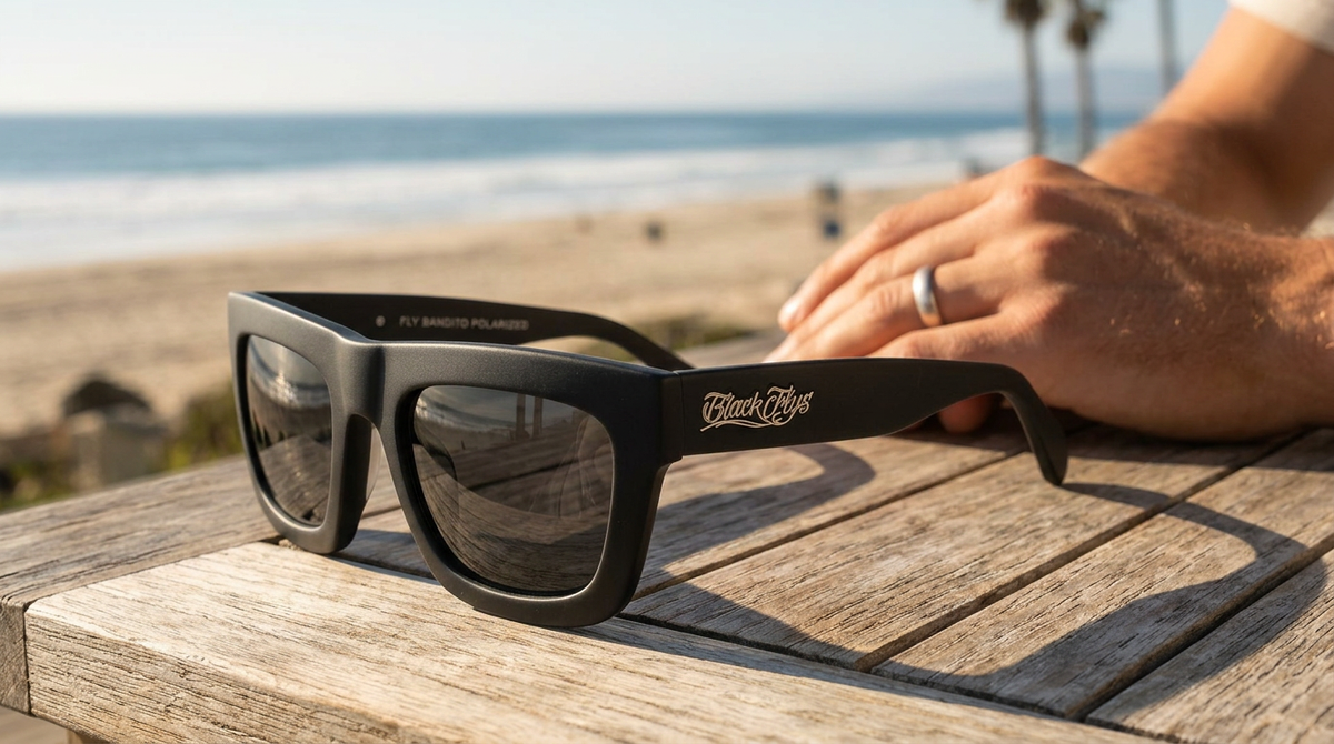 Black Flys Fly Bandito Matte Black / Smoke Polarized Sunglasses — view 4