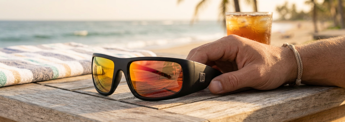 Filtrate Vinyl Matte Black/Red Mirror Sunglasses — view 1