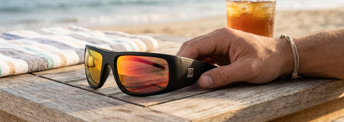 Filtrate Vinyl Matte Black/Red Mirror Sunglasses — view 3