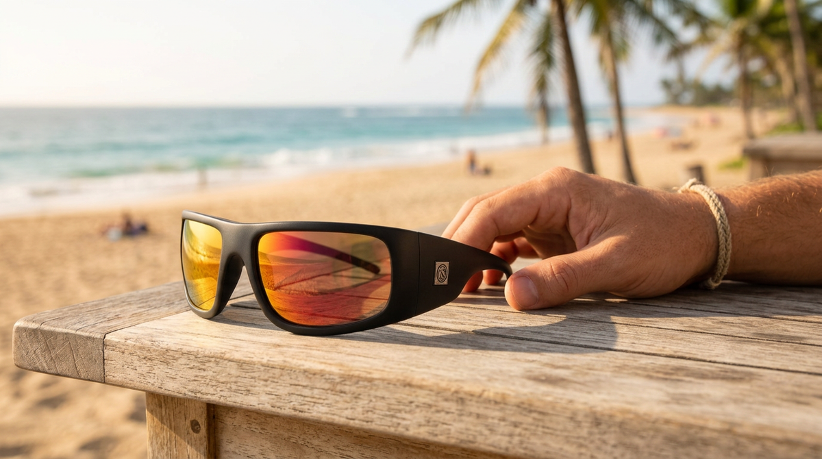 Filtrate Vinyl Matte Black/Red Mirror Sunglasses — view 4