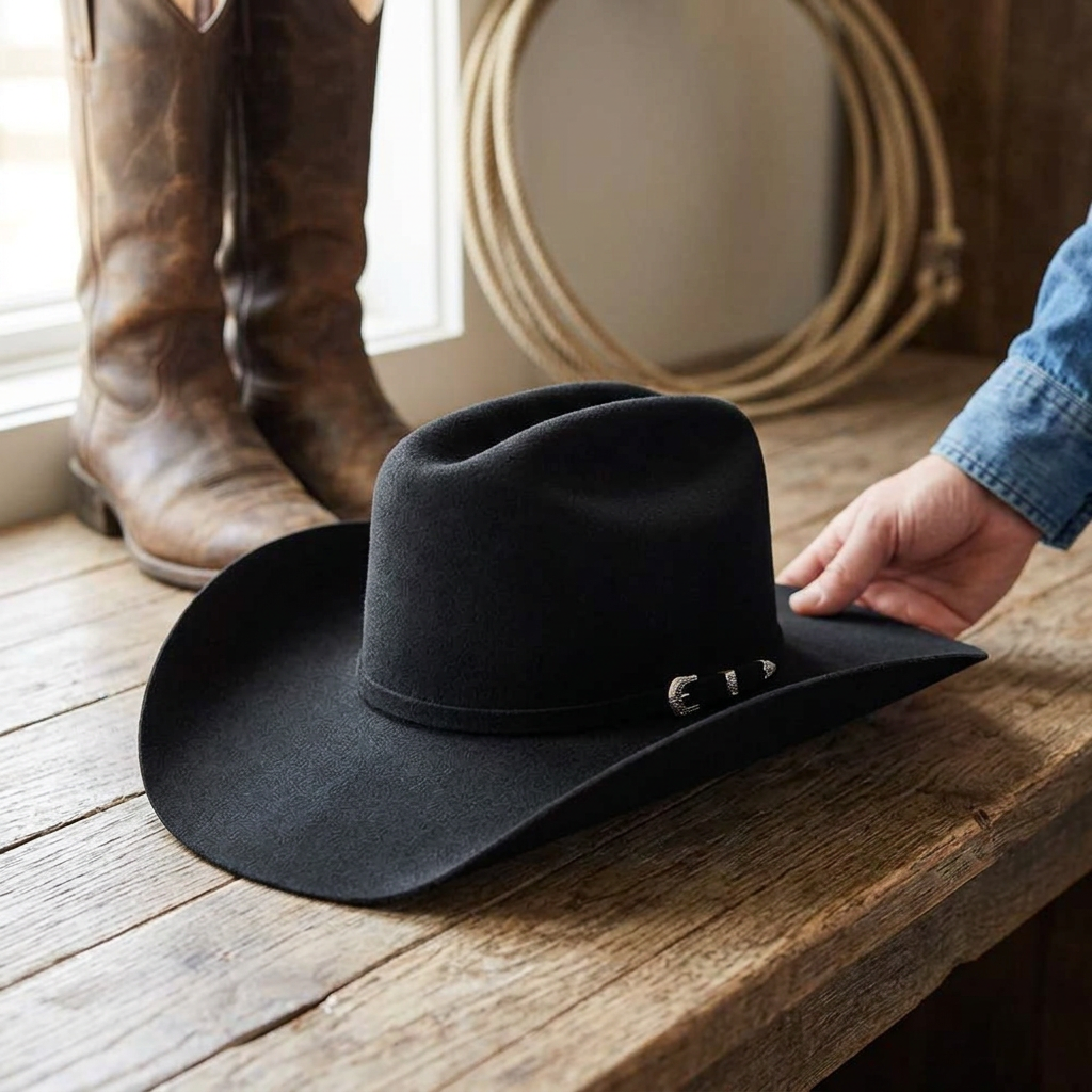 Ariat Select Double S - Wool Felt Cowboy Hat — 6 3/4 / Black — view 1