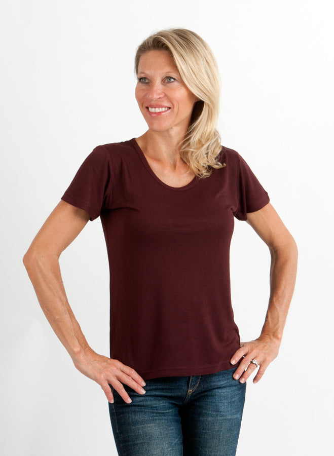T-Shirt mit Rundhalsausschnitt aus gesponnenem Bambus