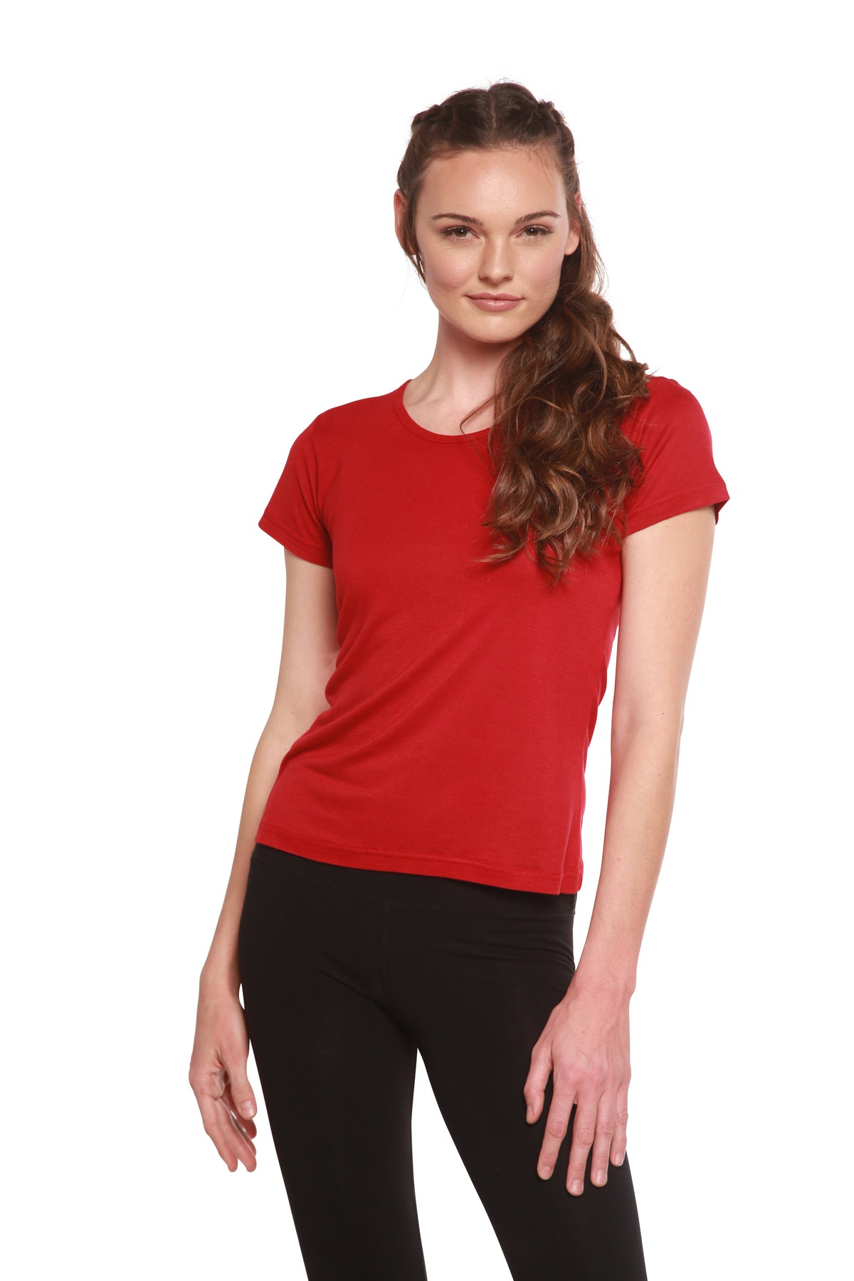 T-Shirt mit Rundhalsausschnitt aus gesponnenem Bambus