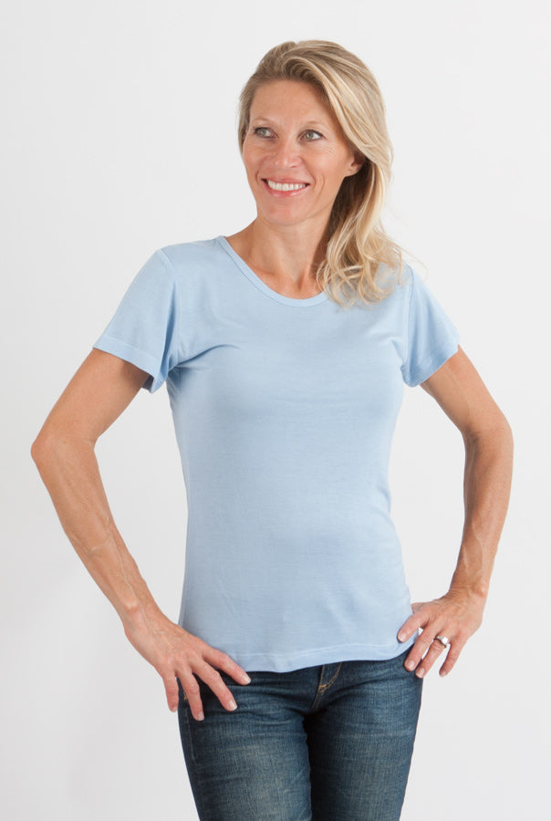 T-Shirt mit Rundhalsausschnitt aus gesponnenem Bambus