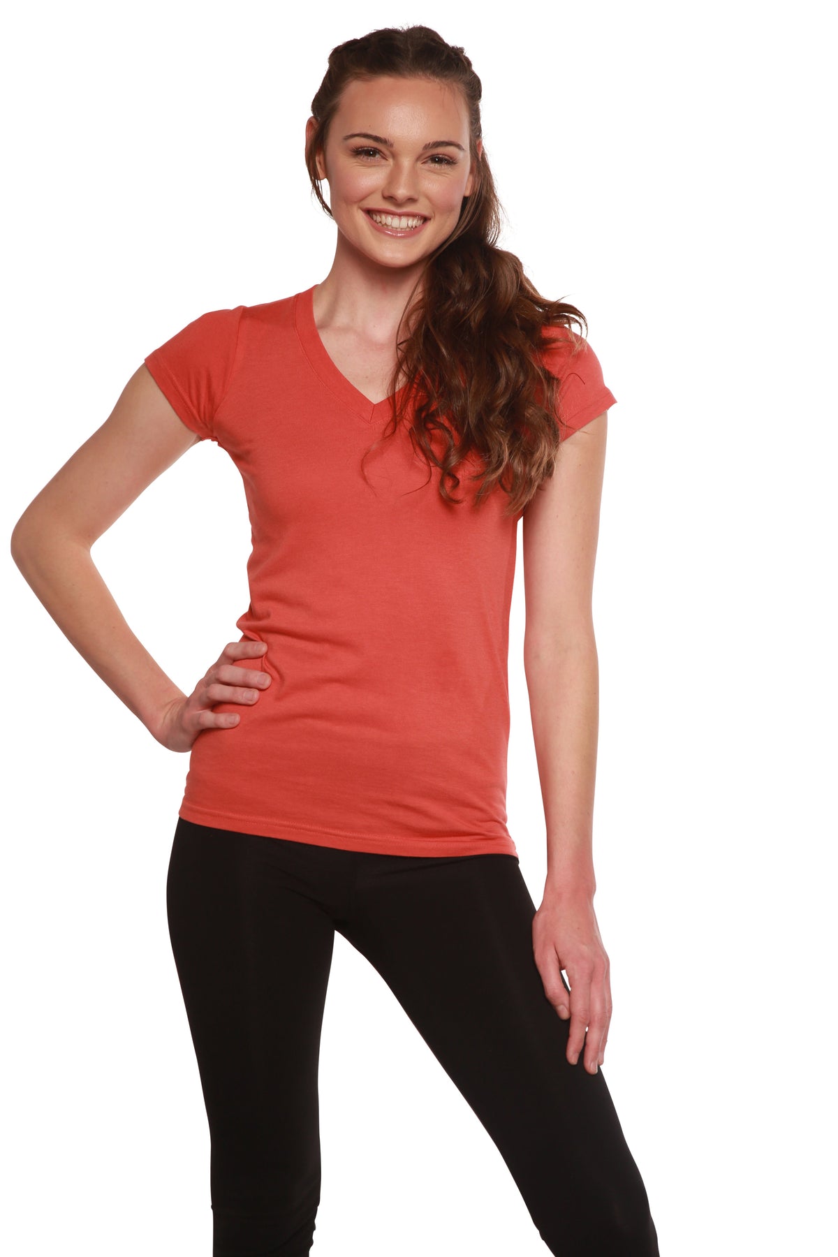 Playera de bambú con cuello en V y manga corta