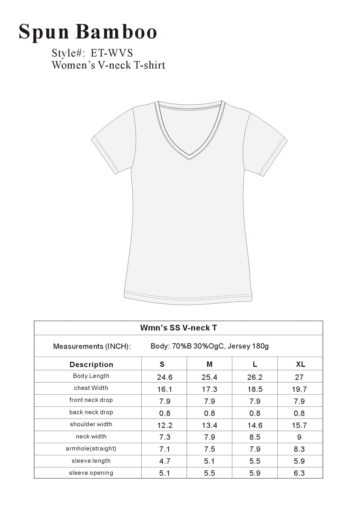 Playera de bambú con cuello en V y manga corta