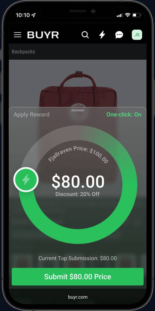 Set your price on Buyr
