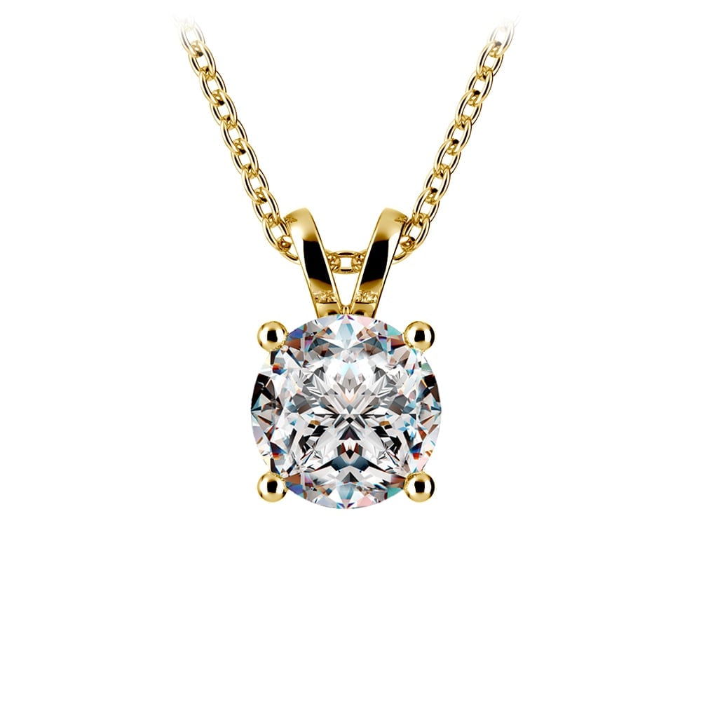 VossAgin - 1.50 Ctw Prong Set Round Lab Grown Diamond Pendant In White /Yellow Gold G-VS - Yellow Gold
