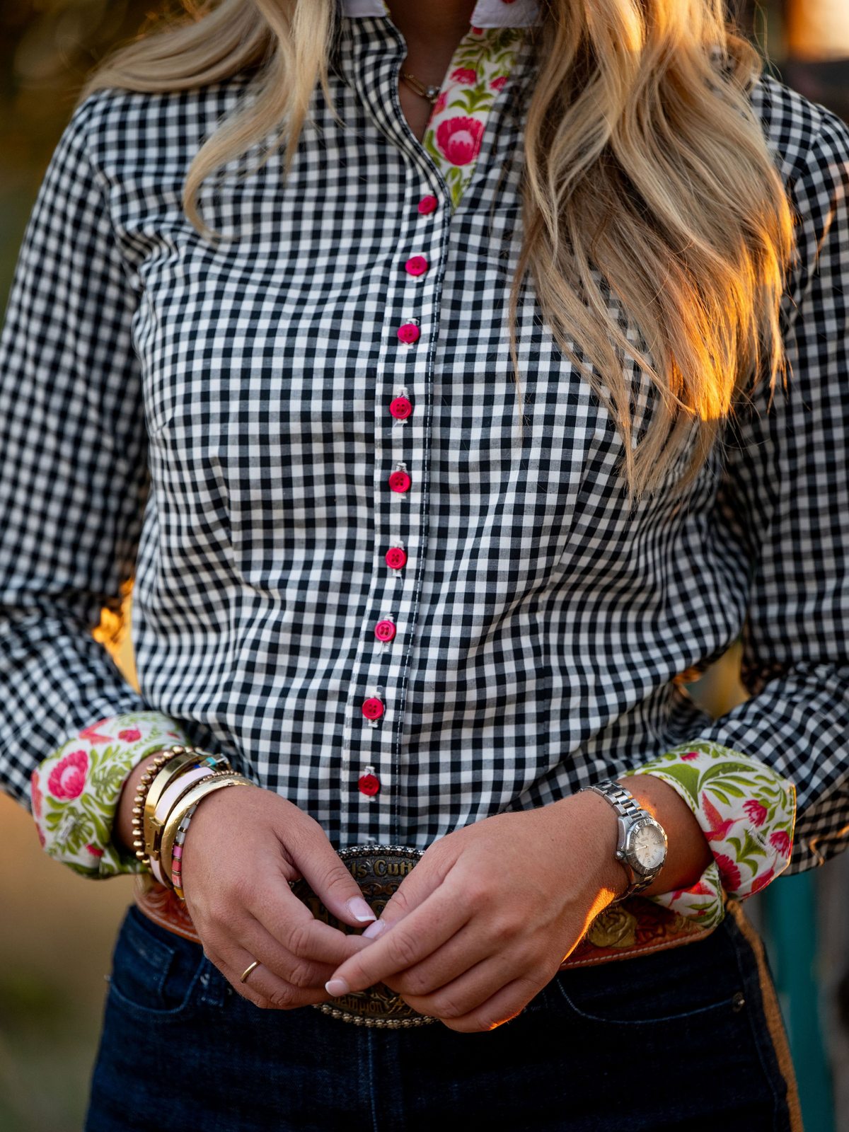 Frank & Rio Women's Gingham Western Shirt