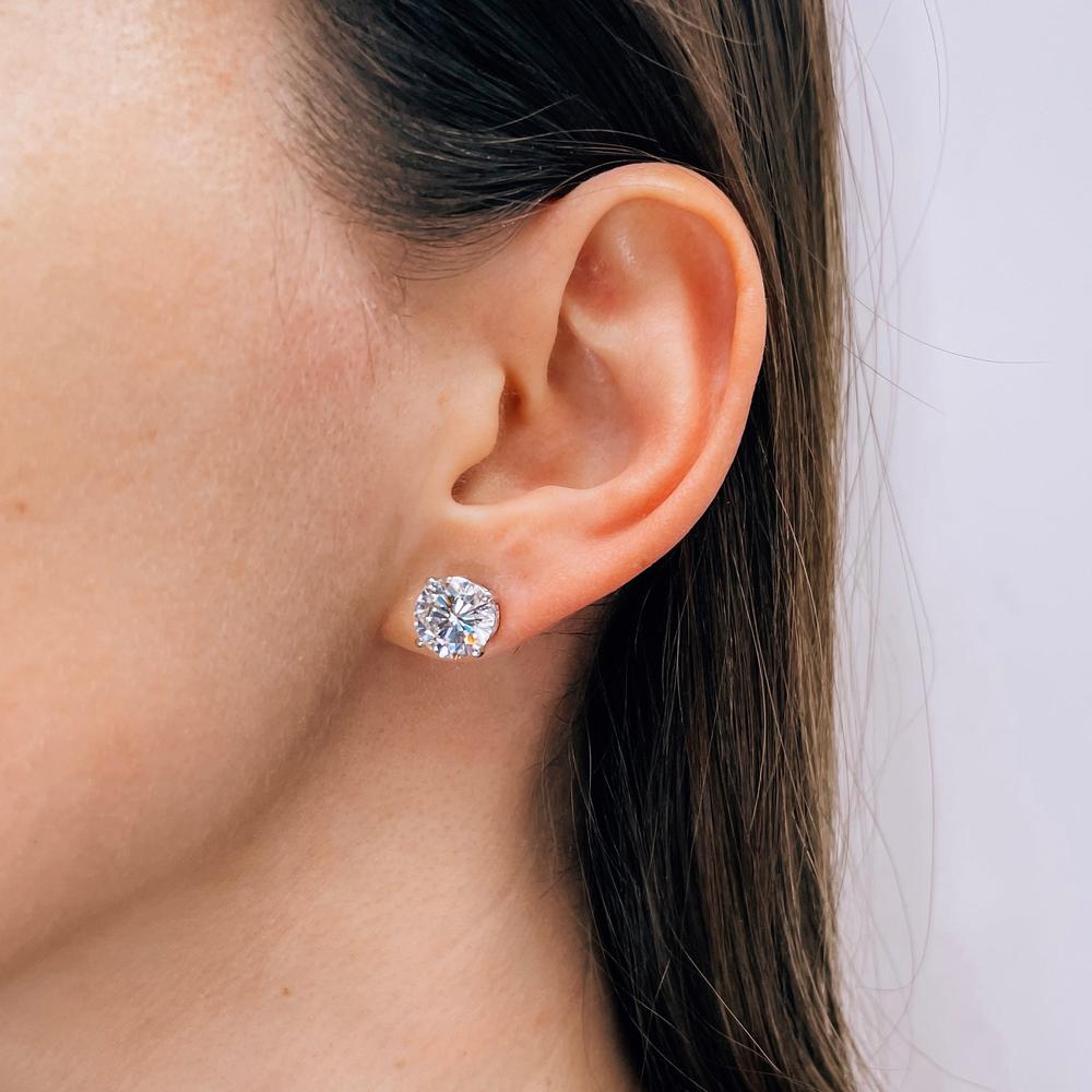 VossAgin - AGI Certified 6 CTW Lab Grown Diamond Stud Earrings in 14K White or Yellow Gold – G VS Round Cut - White Gold
