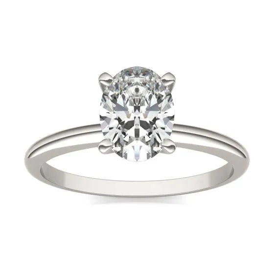 VossAgin - 1 1/2 CTW Oval Lab Grown Diamond Solitaire Engagement Ring 14K White Gold - 8.5