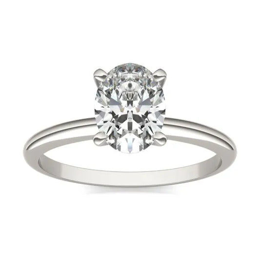 VossAgin - 1 1/2 CTW Oval Lab Grown Diamond Solitaire Engagement Ring 14K White Gold - 8.5