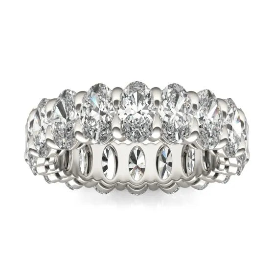 VossAgin - 4 CTW Oval Lab Grown Diamond Couture Classic Eternity Ring 14K White Gold (G-VS) - 8.5