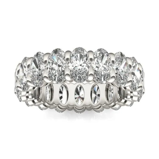 VossAgin - 4 CTW Oval Lab Grown Diamond Couture Classic Eternity Ring 14K White Gold (G-VS) - 8.5