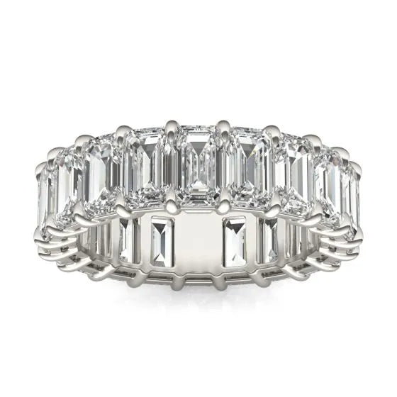 VossAgin - 6 1/4 CTW Emerald Lab Grown Diamond Couture Classic Eternity Ring 14K White Gold (G-VS) - 8.5