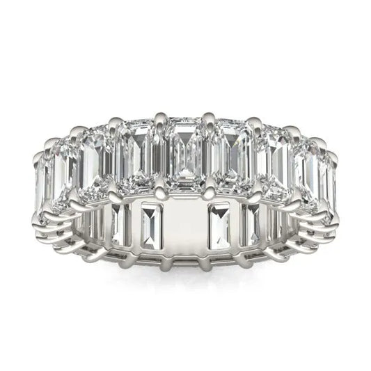 VossAgin - 6 1/4 CTW Emerald Lab Grown Diamond Couture Classic Eternity Ring 14K White Gold (G-VS) - 8.5